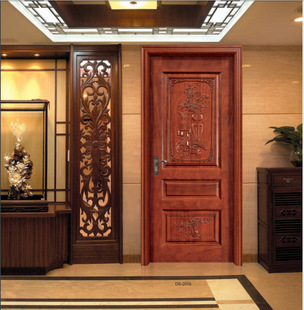 Guangdong Foshan log door factory telephone, Red Dolphin wooden door factory recruitment door industry agent solid wood door price
