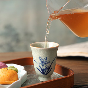 Meilan Bamboo Chrysanthemum Ge Kiln Beauty Cup Chinese Tea Set Tea Tasting Cup Home Liquor Cup Kung Fu Tea Ceremony Tea Tasting Cup