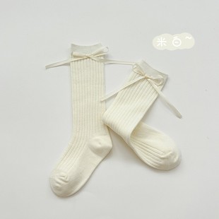 24 new girls socks spring and autumn bow tube socks children Korean style princess style calf socks wholesale