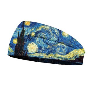 Oil Painting Van Gogh Colorful Printing Running Basketball Men's and Women's Anti-sweat Anti-sweat Headscarf Badminton Fitness Sweat-absorbent Hair Belt