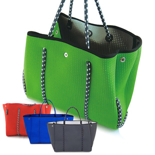 Cross-border Spot Outdoor Diving Material Perforated Beach Bag Men's and Women's Leisure Mummy Bag Portable Shoulder Strap Mother Shopping Bag