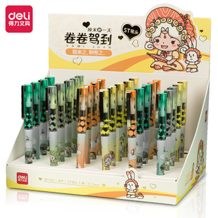 Deli Roll to SF102 Direct Liquid Ball Pen 0.5mm Quick-drying ST Gel Pen Student Cartoon Pen