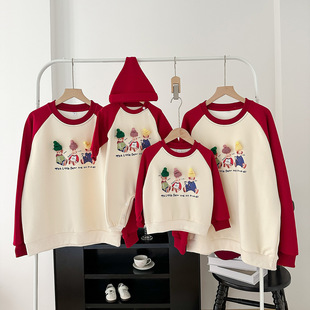 Cartoon Parent-child Clothing 2025 New Spring and Autumn Clothing Family of Three Raglan Sleeve Sweater Long Sleeve Christmas
