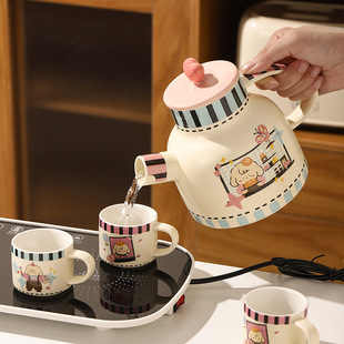 Baking Lamb High Color Value Ceramic Pot Water Cup Gift suit Cartoon Constant Temperature Flower Tea Pot One Cup Accompanying Gift