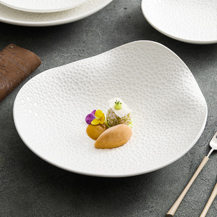 Universal Stone Round Grain Ceramic Plate Household Dish Irregular High-end Hotel Restaurant Light Luxury Soup Plate Wave Plate