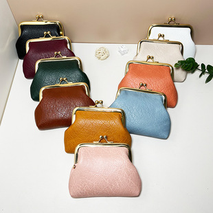 2023 Mini Vintage Coin Purse Women's Short Wallet Buckle Candy Color Coin Bag Coin Bag Wholesale in Stock