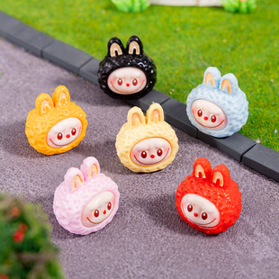 Cartoon Rab Cloth Head Cute Grain Resin Ornaments Internet Red Blind Box Cute Doll Desktop Car Ornaments Trendy Play Decoration