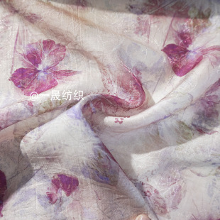 2025 spring and summer bright silk Tencel jacquard printed fabric Chinese style dress Hanfu cheongsam clothing fabric wholesale