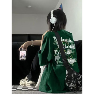 Cross-border Southeast Asia Taiwan 2025 Spring and Summer New Short-sleeved T-shirt Women's Letter Printed Shoulder Loose Student Top