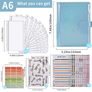 in stock cross-border exclusive for Amazon Macaron creative gypsophila creative notepad loose-leaf bookkeeping pu notebook