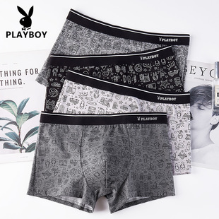 PLAYBOY/Playboy VIP мужское нижнее белье мужское фирменное боксеры сплошной цвет хлопок плюс размер