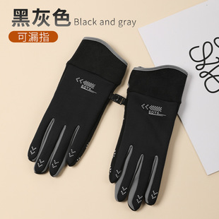 Autumn and winter cold-proof warm velvet gloves outdoor riding electric car windproof fleece-lined women's touch screen non-slip gloves