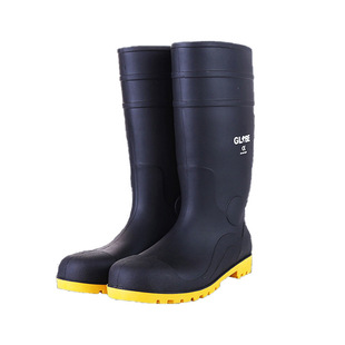 Custom Anti-smashing Steel Baotou High-top Rain Boots Puncture-resistant Frosted Labor Protection Shoes Chemical Men's Protective Labor Protection Boots