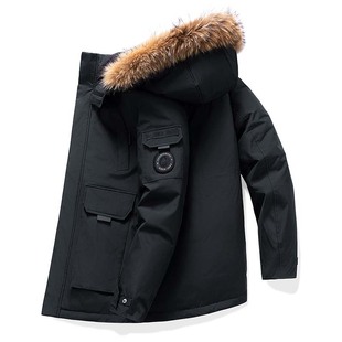 Men's Down Jacket Autumn and Winter New Tooling Parker Thickened 90 White Duck Down Mid-length Detachable Fur Collar Jacket for Men