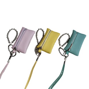 2025 New Top Layer Cowhide Mini Lipstick Coin Purse Minimalist Fashionable Neck Bag with Buckle Car Key Pouch Trendy