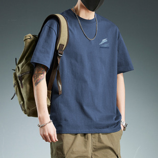 Trendy Cotton Short-sleeved T-shirt Men's Summer 2025 New Arrival American Loose Half-sleeved Top Instagram Popular Brand Hong Kong Style T-shirt
