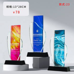 New crystal trophy custom diy lettering high-end creative medal outstanding staff football basketball match custom-made
