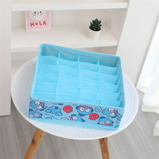 Japanese Style Simple Dormitory Home Storage Box Cartoon Ugly Fish Socks Underwear Small Objects Layered Plaid Fixing Box