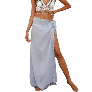 European and American women's cross-border supply strap beach skirt tassel stitching one-piece sexy skirt 705