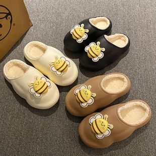 Зимняя пара хлопчатобумажные тапочки мультфильм маленькая пчела водонепроницаемый крытый открытый дом водонепроницаемый милый зимний хлопковый буксир девушка