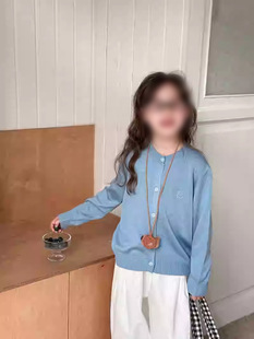 Spring 2025 New Children's Smiley Knitted Cardigan Girl's Korean Style Western Style Casual Sweater Baby's All-Match Jacket