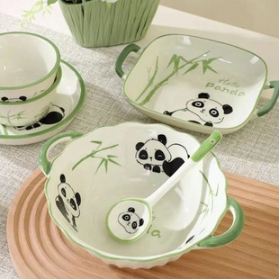Guana Panda миска посуды керамический набор из восьми частей высокотемпературная керамическая тарелка с двумя ушами