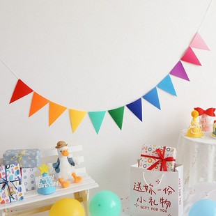Triangle Decoration Birthday Flag Felt Cloth Party Flower Christmas Kindergarten Flag Home Camping Flag