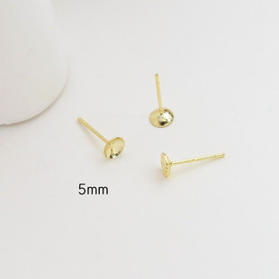 14k package gold plated round bowl pin earrings S925 silver DIY handmade patch earrings accessories