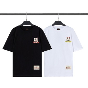 A generation of summer New Tide brand lucky god Men's back seven luck eight printed short sleeve t-shirt