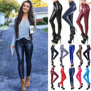 European and American PU leather pants women wish cross-border explosions foreign trade plus size high waist leggings women wear stretch leggings