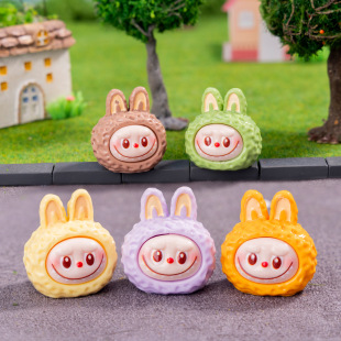 Cartoon Rab Cloth Head Cute Grain Resin Ornaments Internet Red Blind Box Cute Doll Desktop Car Ornaments Trendy Play Decoration