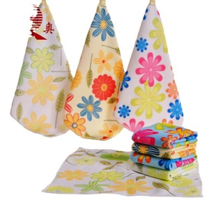 Source factory wholesale foreign trade microfiber heat transfer flower square towel soft absorbent children's towel cleaning towel