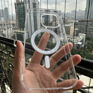 Яблочный магнитный анимированный чехол для телефона iPhone15ProMax Защитный чехол magsafe три пакета прозрачный 16pro чехол