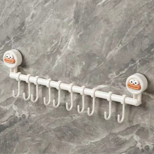 Suction Cup Kitchen Hooks, a Row of Slide Rail Hooks, Punch-Free Hanging Rod Storage Cabinet Door Inner Side Hanging Rack Storage Rack