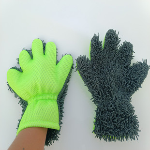 Five-Finger Coral Velvet Cleaning Gloves, Thumb Coral Velvet Car Wiping Gloves, Chenille Car Wash Bear Paw, Strong Water Absorption