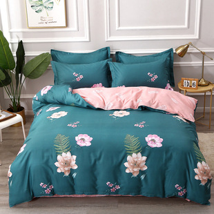 100 Cotton Four-piece Bedding Small Fresh Cotton Quilt Cover Skin-friendly Quilt Cover Bed Sheet Dormitory Three-piece Set 4
