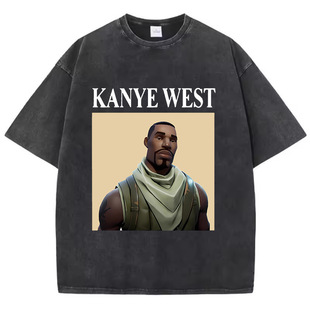 Washed Kanye West Meme Cotton T-Shirt Men's Vintage Hip Hop