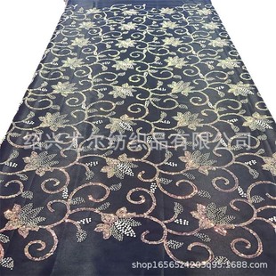 Mesh cloth bottom golden bead tube embroidery simple geometric combination small rice beads long tube embroidery fabric