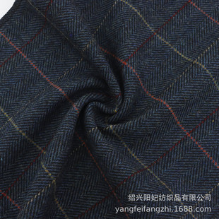 Brushed Herringbone Wheated Plaid Woolen Yarn-Dyed Fabric Autumn and Winter Outwears Shoes and Hats Clothing Woolen Materials in Stock