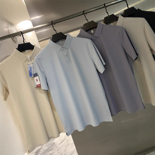 Ice skin quick-drying seamless pressure glue! Summer Men's Light Business Casual All-match Short-sleeved Polo Shirt