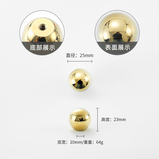 Modern simple ball handle French bright silver cabinet door pure copper handle golden light luxury kitchen drawer all copper handle