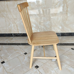 Windsor Chair Full Solid Wood Backrest Chair Home Dining Chair Rubber Wood Nordic Desk Chair White Blank Chair