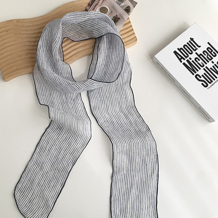 Polo Dot Scarf Long High-end Thin Plaid Scarf New Korean Style Atmosphere Scarf Headscarf Hair Belt