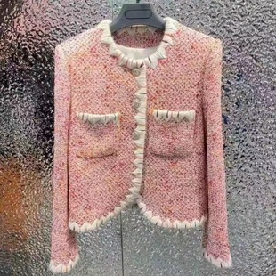 In stock early spring new Chanel style coarse woven clothing fabric coat skirt coat woven woolen fashion fabric
