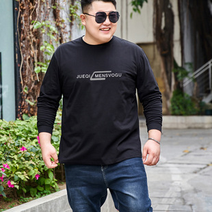 Fat Plus Size Base Shirt T-shirt Loose Casual Fat Fat Man Autumn Clothes Men's Top Spring and Autumn Men's Long Sleeve T-shirt