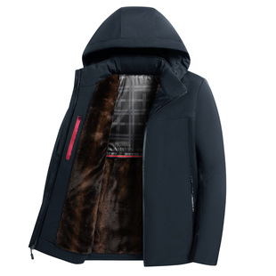 Coat for men 2023 new autumn and winter fleece-lined thickened hooded cotton-padded jacket trendy fat plus size loose cotton-padded jacket