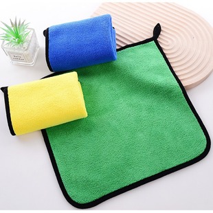 Double-sided car wash towel LOGO thickened coral fleece car towel microfiber car cleaning two-color kitchen cloth