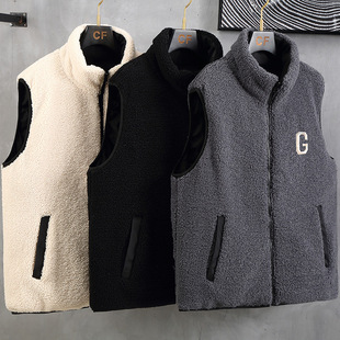 2023 new cashmere fashion vest men's autumn and winter fleece-lined thickened sports vest double-sided vest