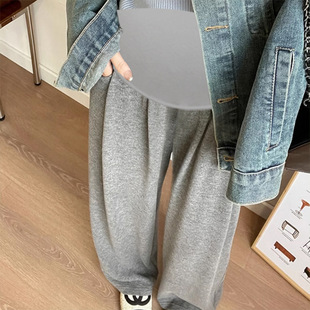 Two Pants Long in stock Autumn and Winter fleece-lined New Glutinous Rice Pants Wide Leg Pants Outer Wear Small Pants