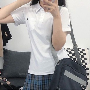 Summer new jk uniform sweet short sleeve polo lapel new embroidered top summer skirt suit design sense
